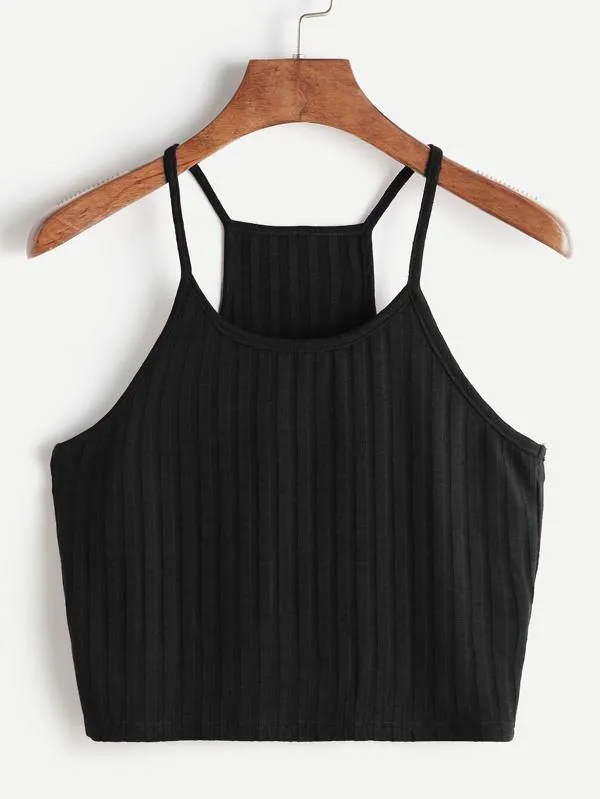 Ribbed Racerback Cropped Cami Top