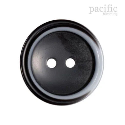 Round Rim White and Black 2 Hole Polyester Button 120407PL