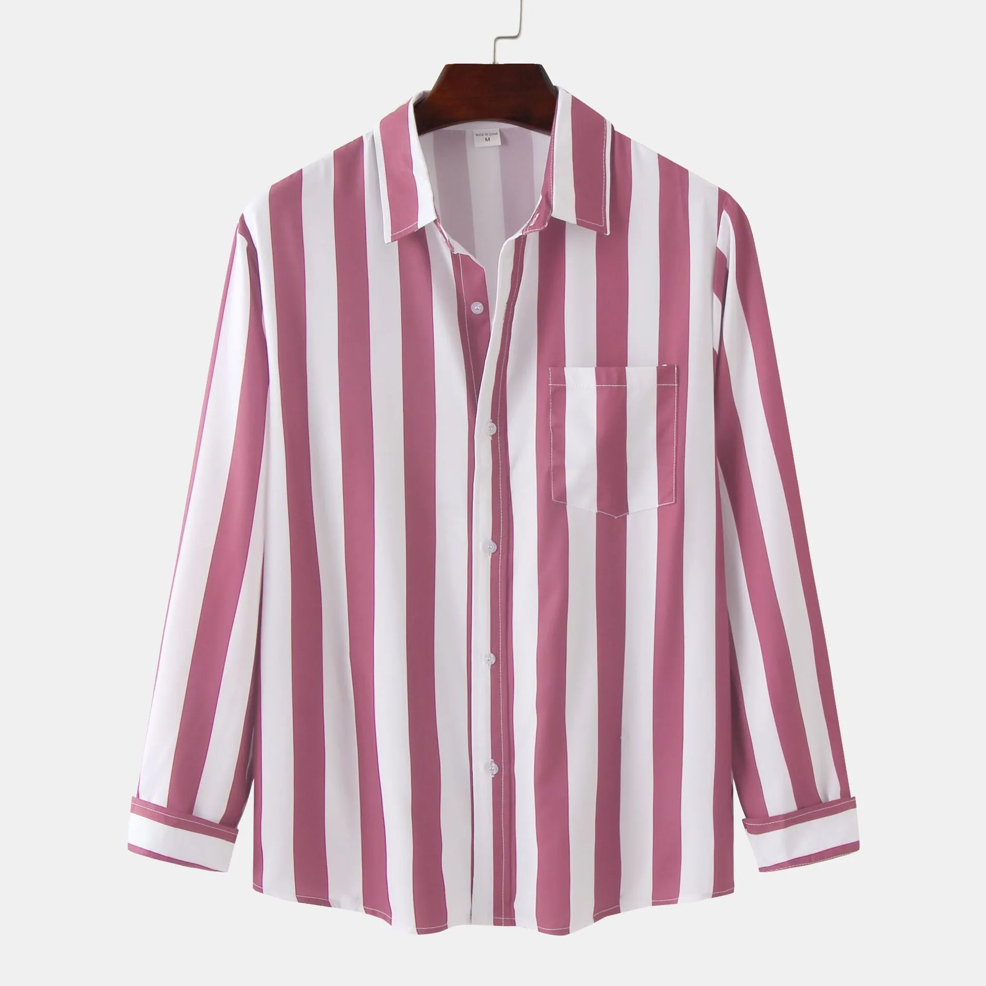 Royaura Striped Men’s Long Sleeve Shirts Basic Basic Fashion Trend Shirts