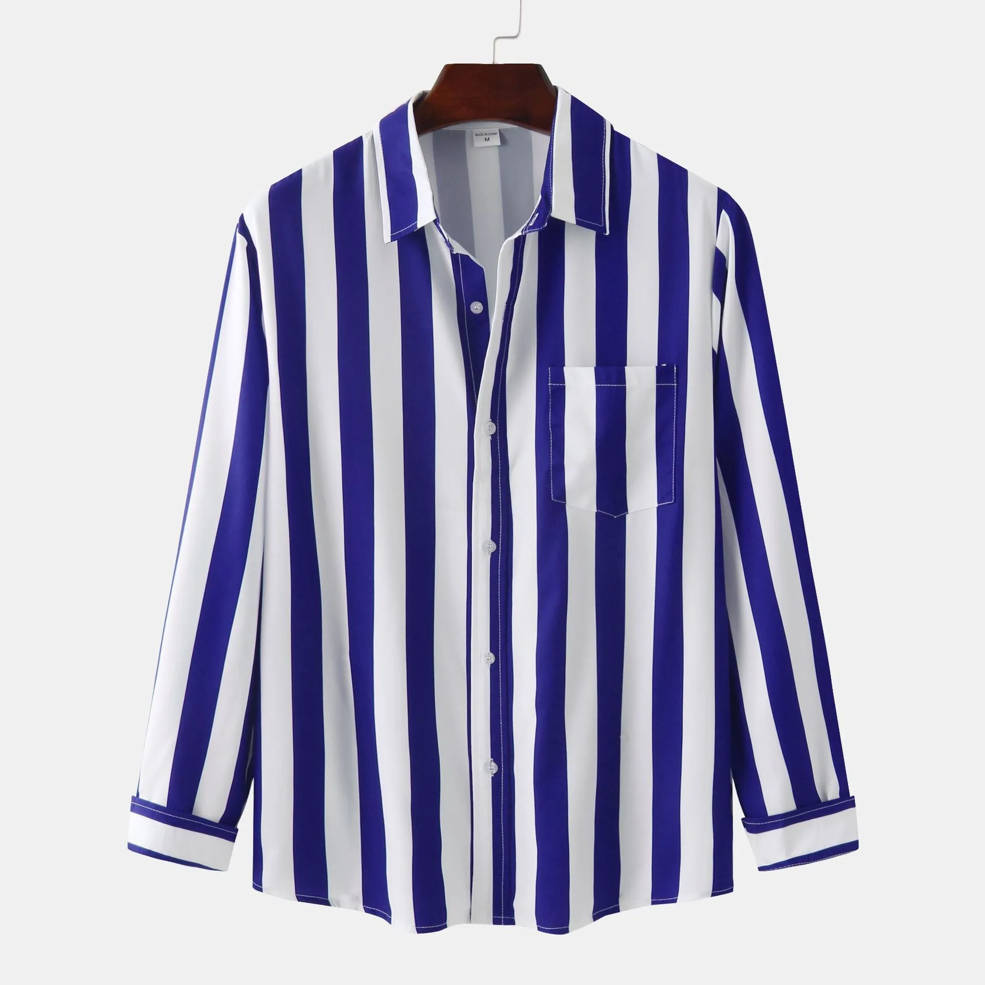 Royaura Striped Men’s Long Sleeve Shirts Basic Basic Fashion Trend Shirts