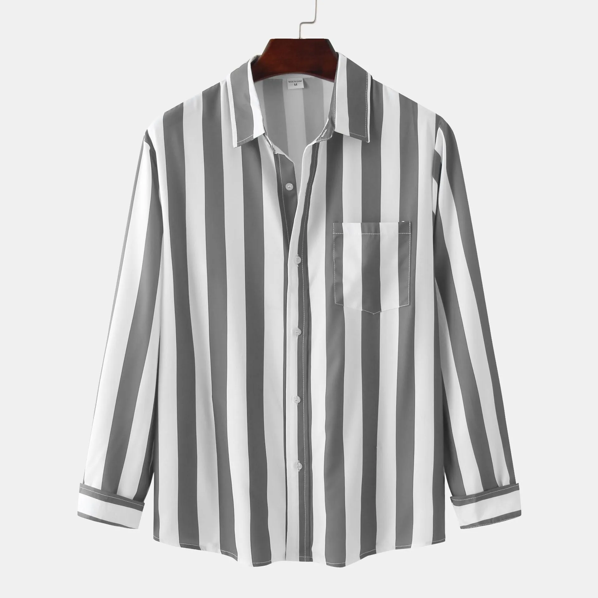 Royaura Striped Men’s Long Sleeve Shirts Basic Basic Fashion Trend Shirts