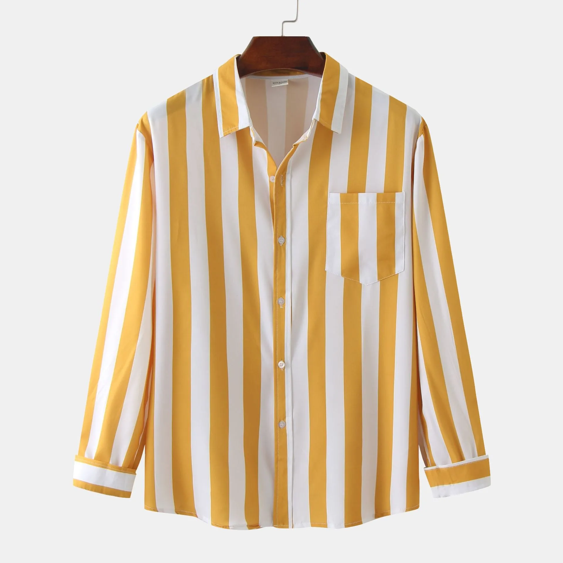 Royaura Striped Men’s Long Sleeve Shirts Basic Basic Fashion Trend Shirts