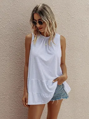 Ruffle Hem Knot Back Tank Top