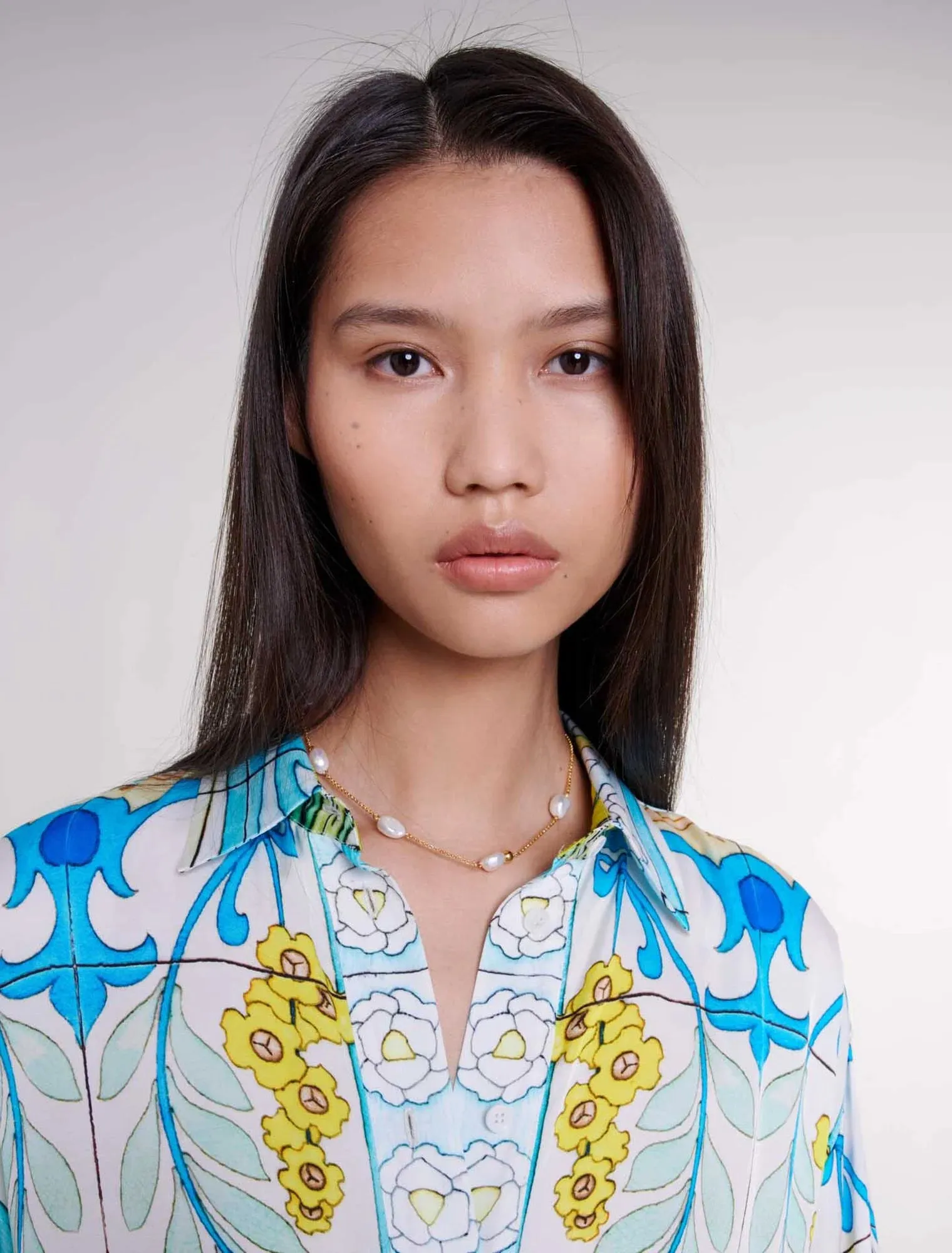 Satin-effect patterned shirt