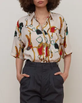 Silk Shirts Short Sleeve Patterned / M