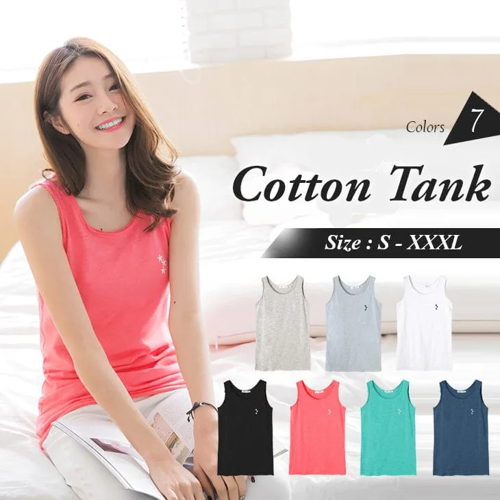 STAR EMBROIDERY PLAIN MULTICOLOR COTTON TANK TOPS