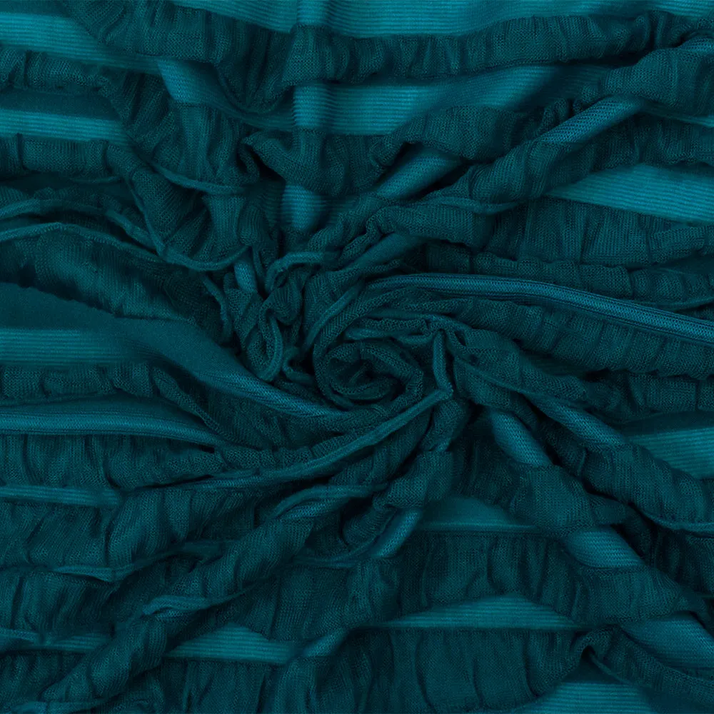 Steel Teal Solid Stretch Poly Ruffle Knit Fabric