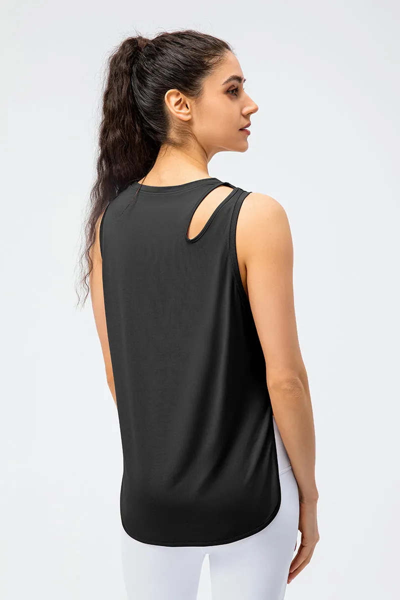 Stylish Shoulder Hollow-Carved Tank Tops