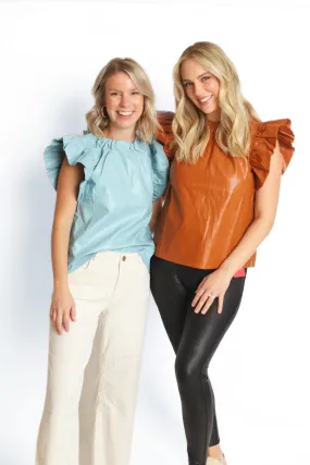 The Leather Ruffle Top- Two Color Ways