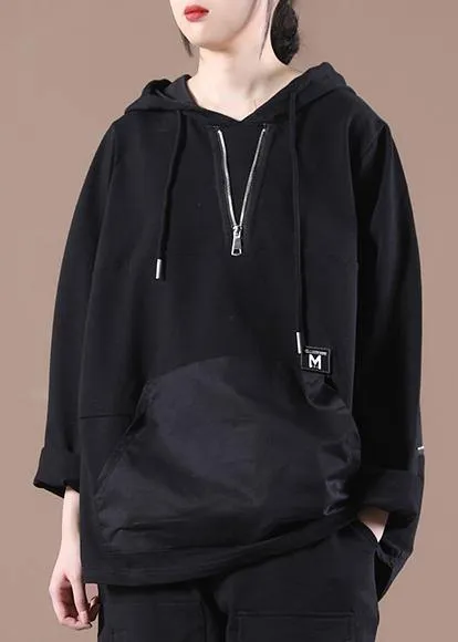 Trendy Black Hooded Sweatshirts Tracksuits