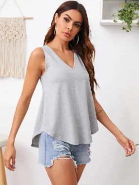 V-neck Curved Hem Tank Top