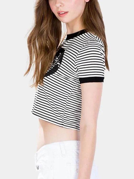 Wholesale Crew Neck Stripe Short Sleeve T-Shirts