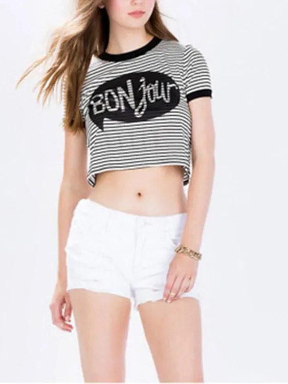 Wholesale Crew Neck Stripe Short Sleeve T-Shirts