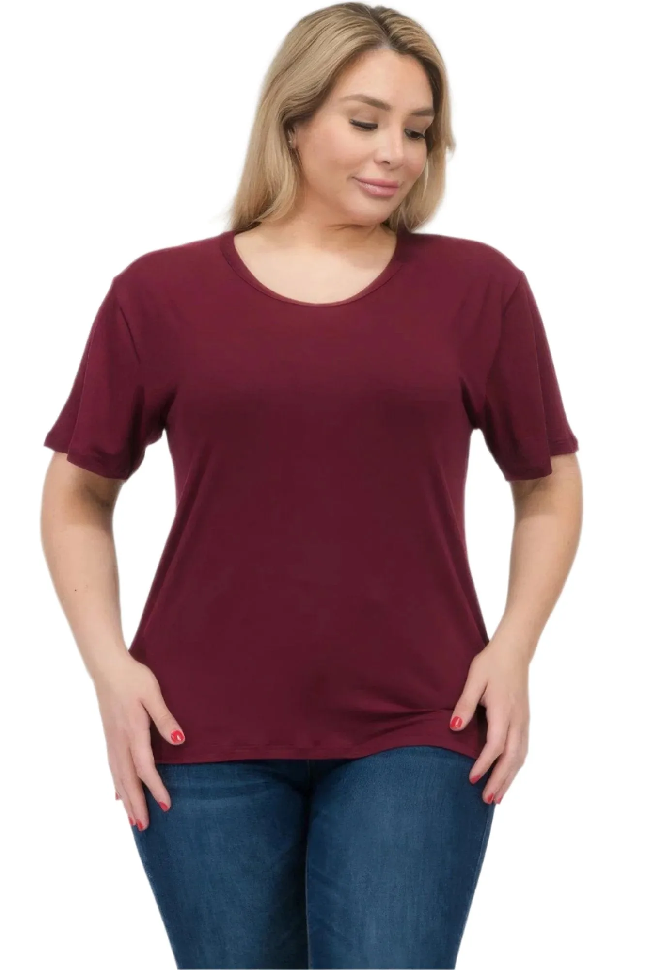 Women's Plus Size Basic Short Sleeve Shirts